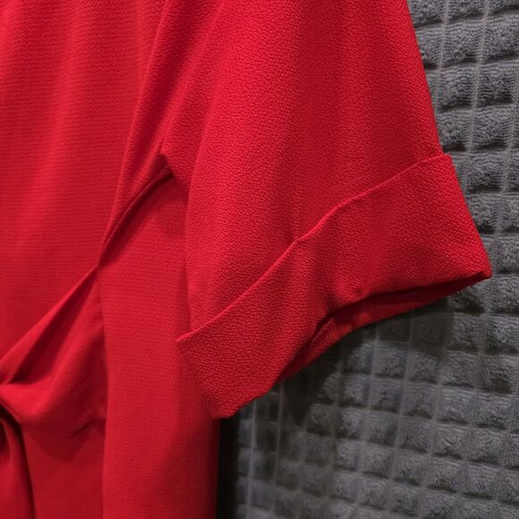 Y2K Red Boxy Tie Top M-Lg Coquette Oversized Tshirt Romantic Cowgirl Glam Retro - Picture 5 of 10